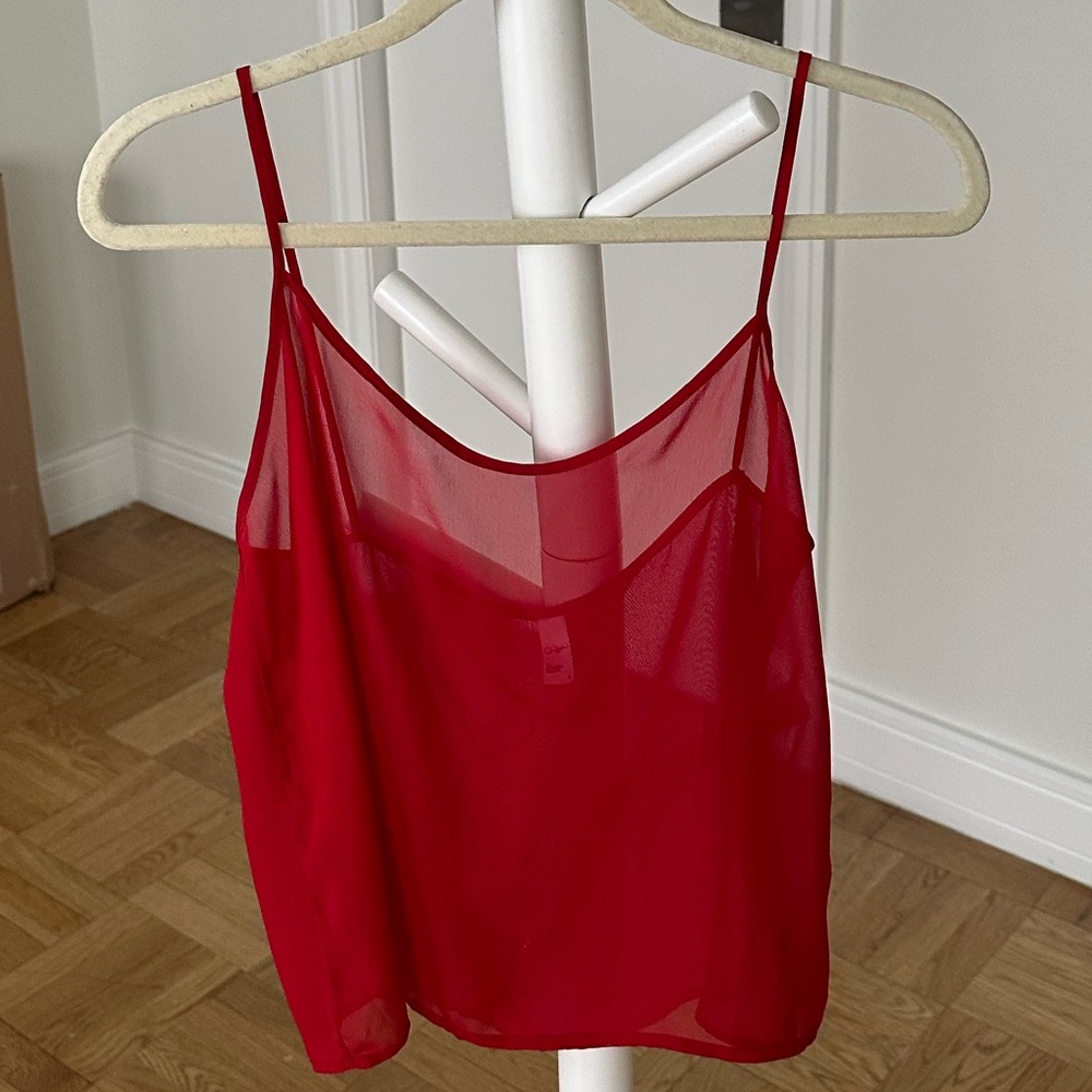 American Apparel Sheer Chiffon Camisole in Red